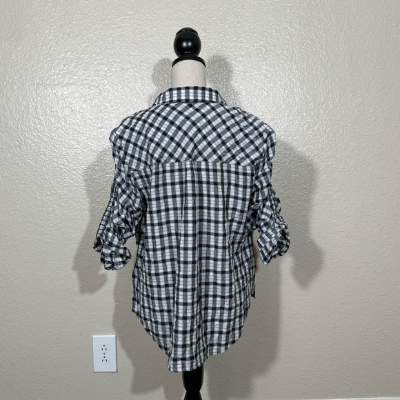 Veronica Beard Porta Check Ruffle Sleeve Blouse - Picture 4 of 8